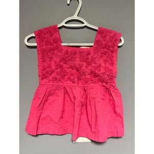 Pink Chicken Girls Hot Pink Embroidered Cotton Peplum Top Size 12Y Chic Boho